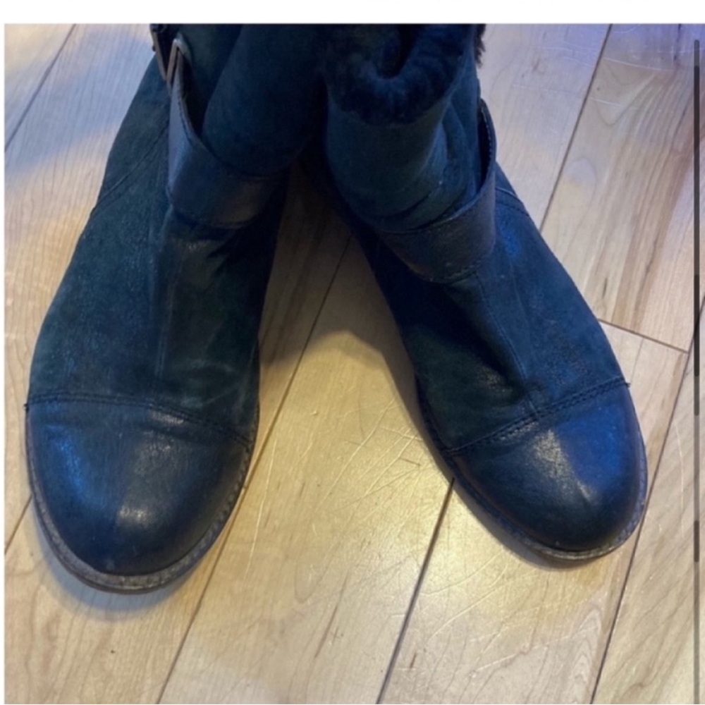 Matt Bernson Tundra Shearling Cracked Leather Black Boots size 6.5 - Picture 3 of 9